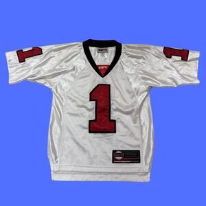 Vintage ESPN Football Jersey Youth Medium White #1 Stitched Mesh Athletic Y2k